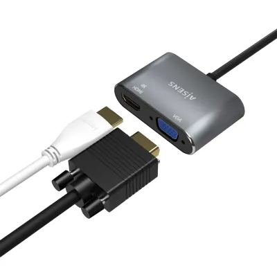 Aisens A109-0627 Adaptador USB-C a VGA/HDMI 15cm Gris Aisens A109-0627 Adaptador USB-C a VGA/HDMI 15cm Gris
