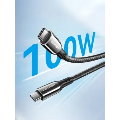 Cable USB 2.0 Tipo-C 5A 100W Vention CTKBAV/ USB Tipo-C Macho - Cable USB 2.0 Tipo-C 5A 100W Vention CTKBAV/ USB Tipo-C Macho -