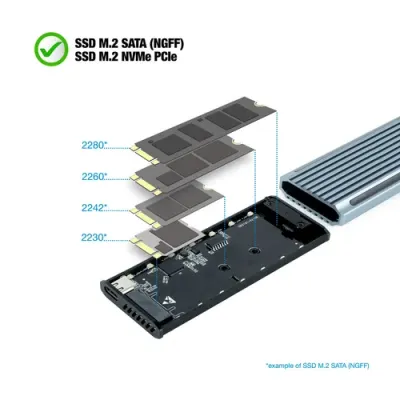 TooQ Shinobi Caja Externa para SSD M.2 NGFF/NVMe USB-A 3.1 Gen2