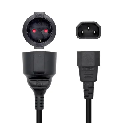 Aisens Cable de Alimentación C14 a CEE7 Macho/Hembra 25cm Negro Aisens Cable de Alimentación C14 a CEE7 Macho/Hembra 25cm Negro