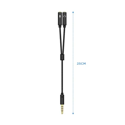 Aisens Cable Audio Jack 3.5mm a 2xJack 3.5mm Macho/Hembra 25cm