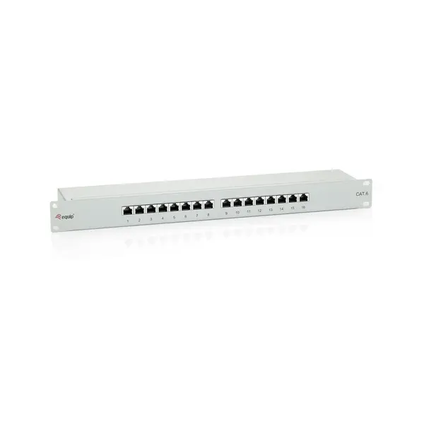 Patch Panel 16 Puertos Categoria 6 Apantallado Color Gris Claro
