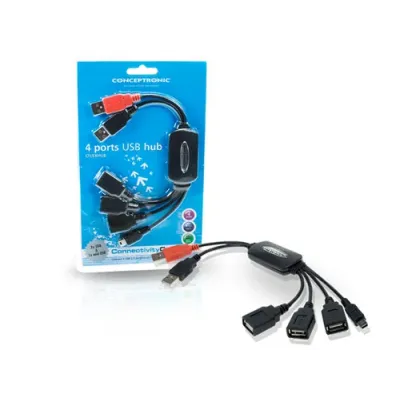 Hub Usb 2.0 Conceptronic 3 Puertos Usb + 1 Mini Usb Y Usb-a De Hub Usb 2.0 Conceptronic 3 Puertos Usb + 1 Mini Usb Y Usb-a De