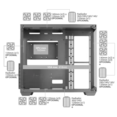 Mars Gaming MCV4 Torre XXL E-ATX Cristal Templado Lateral y