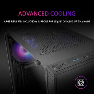 Mars Gaming MC-U3 Cristal Templado ARGB USB 3.0 Negra