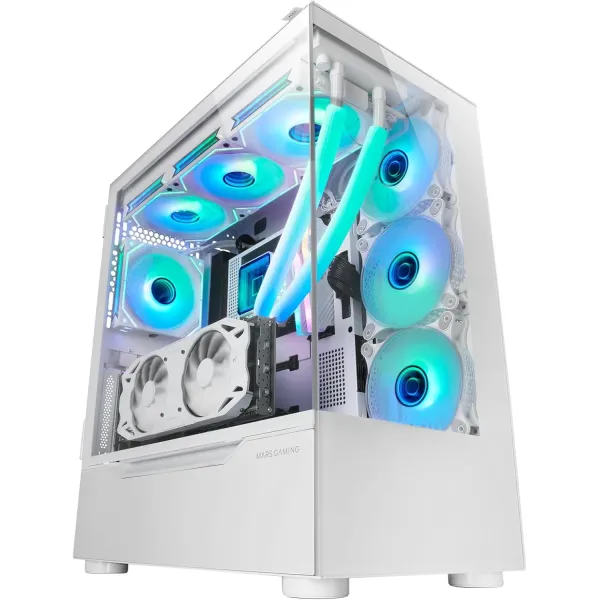 Mars Gaming MC-ULT Caja Gaming Custom XXL E-ATX Doble Cristal Templado + Puerta Lateral Blanco