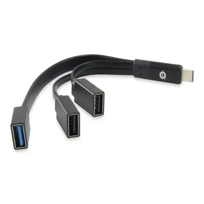 Conceptronic Hub USB-C a USB 3.0 + 2 USB OTG Negro