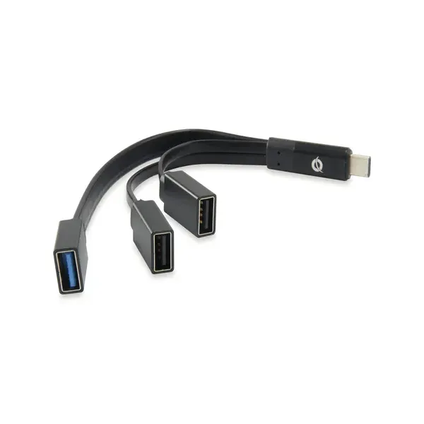 Conceptronic Hub USB-C a USB 3.0 + 2 USB OTG Negro