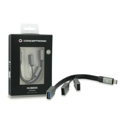 Conceptronic Hub USB-C a USB 3.0 + 2 USB OTG Gris