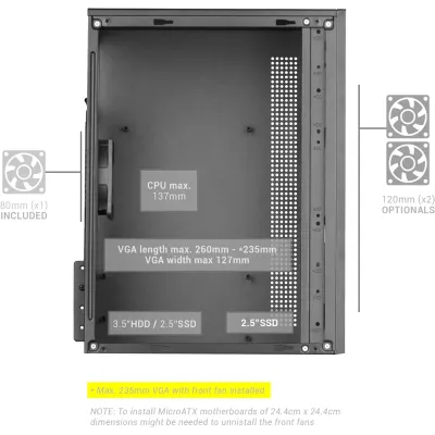 Mars Gaming MC-1000 Minitorre USB 3.0 con Ventana Negra