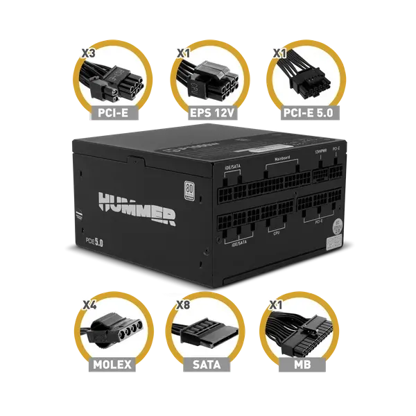 NOX Hummer P 1000W Fuente PCIE 5.0 ATX 3.0 80 Plus Platinum