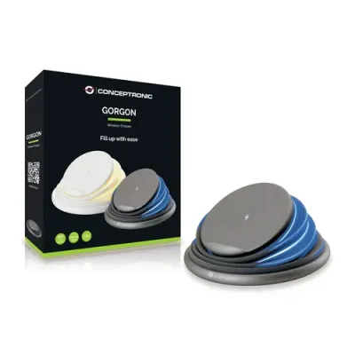 Conceptronic GORGON02G Cargador Inalámbrico 10W Gris con Base
