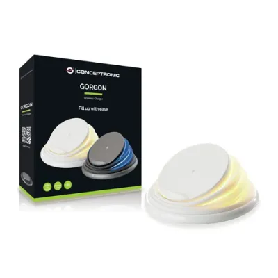 Conceptronic GORGON02W Cargador Inalámbrico 10W Blanco con Base Conceptronic GORGON02W Cargador Inalámbrico 10W Blanco con Base
