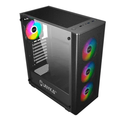 UNYkach Mir 100 Caja ATX Gaming Cristal Templado Lateral y 4