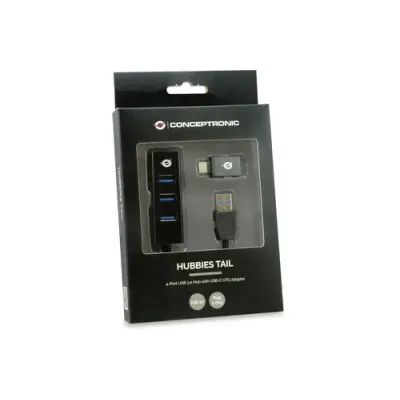 Conceptronic Hubbies Concentrador USB 3.0 x4 con Adaptador OTG Conceptronic Hubbies Concentrador USB 3.0 x4 con Adaptador OTG