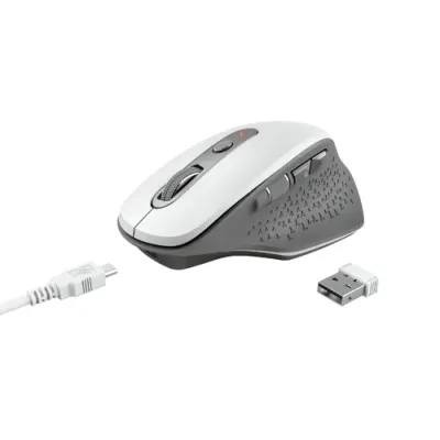 Trust Ozaa Ratón Ergonómico Inalámbrico 2400DPI Blanco