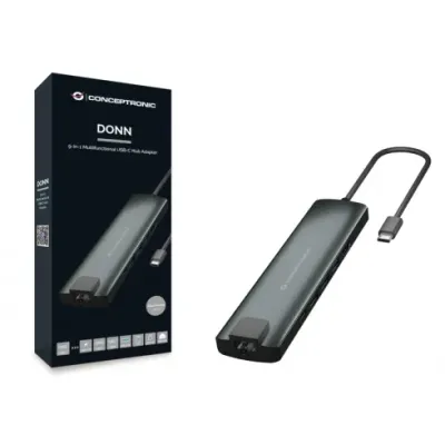Conceptronic DONN06G Hub Adaptador 9 en 1 USB-C a HDMI/USB-C Conceptronic DONN06G Hub Adaptador 9 en 1 USB-C a HDMI/USB-C