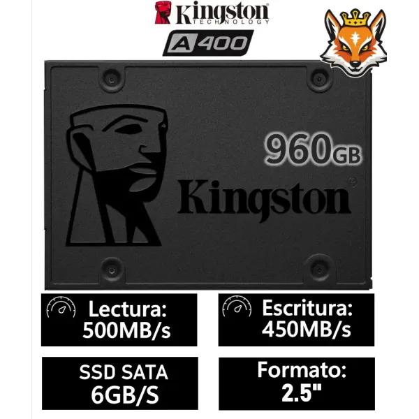 Kingston A400 960GB Disco SSD 2.5" SATA 6GB/s a 500MB/s