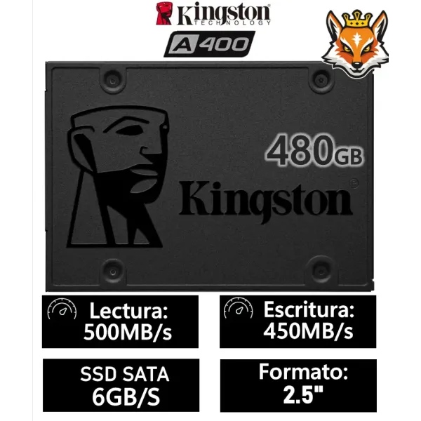 Kingston A400 480GB Disco SSD 2.5" SATA 6GB/s a 500MB/s