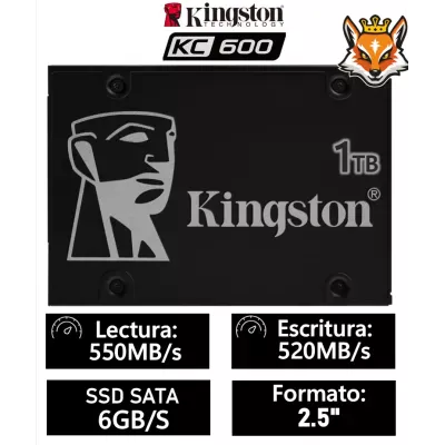 Kingston KC600 1TB Disco SSD 2.5" SATA 6GB/s a 550MB/s Kingston KC600 1TB Disco SSD 2.5" SATA 6GB/s a 550MB/s