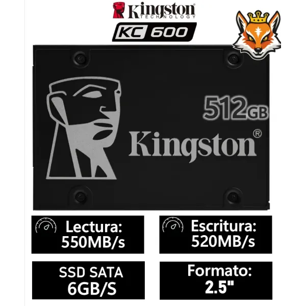 Kingston KC600 512GB Disco SSD 2.5" SATA 6GB/s a 550MB/s