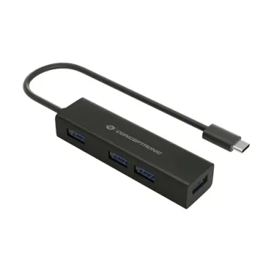 Conceptronic HUBBIES07B Hub 4x USB 3.0 Aluminio Negro