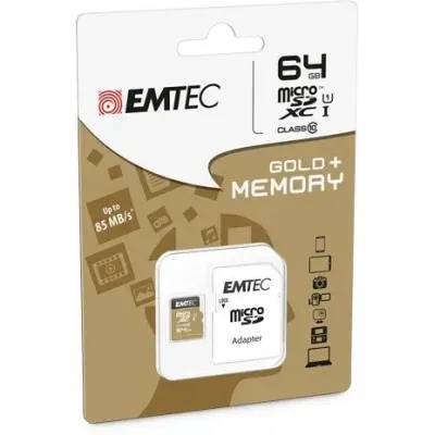 Memoria Sd Micro 64gb Emtec Elite Gold 85mb/s Sd + Adapter Memoria Sd Micro 64gb Emtec Elite Gold 85mb/s Sd + Adapter