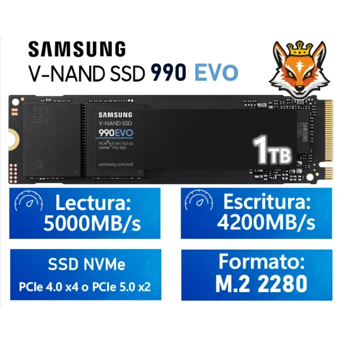 Samsung 990 EVO 1TB SSD M.2 PCIe 4.0 x4/5.0 x2 NVMe 2.0 a