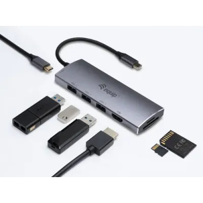 Equip 7en1 Hub USB-C a USB 3.0/ HDMI/ USB-C PD/ SD Equip 7en1 Hub USB-C a USB 3.0/ HDMI/ USB-C PD/ SD