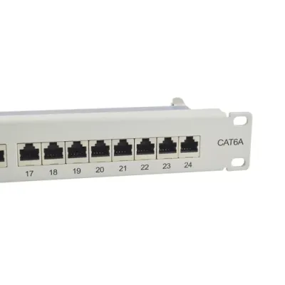 Patch Panel 24 Puertos Categoria 6a Apantallado Color Gris Claro Patch Panel 24 Puertos Categoria 6a Apantallado Color Gris Claro