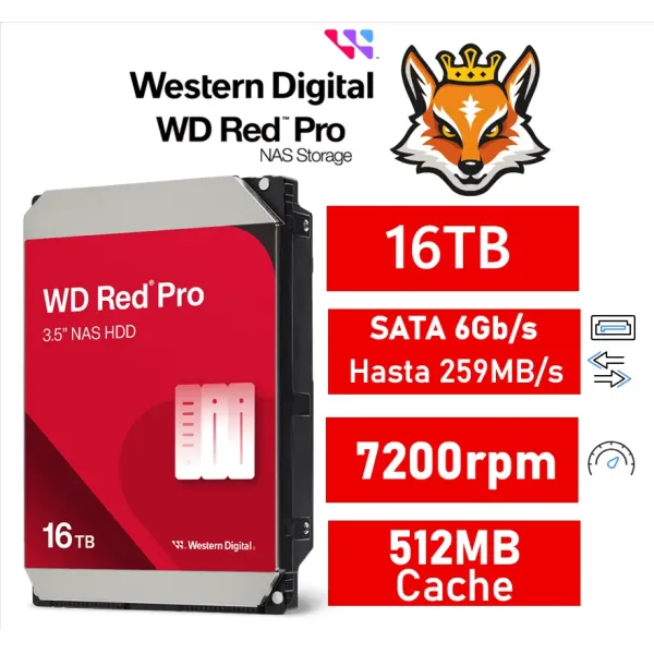 Disco Duro WD Red Pro 3.5" 16TB 512MB SATA 3