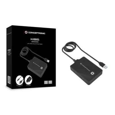 Conceptronic HUBBIES11BP HUB 4 Puertos USB 3.0 + Adaptador de