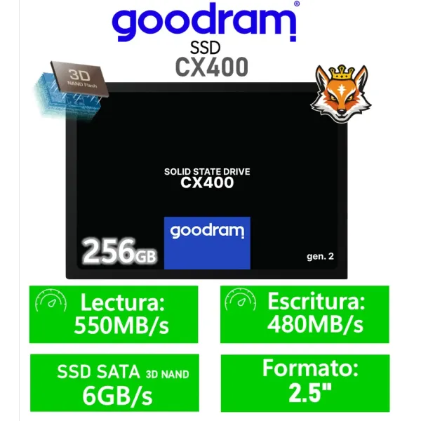 Goodram CX400 Gen.2 SSD 2.5" 256GB SATA 3 3D TLC