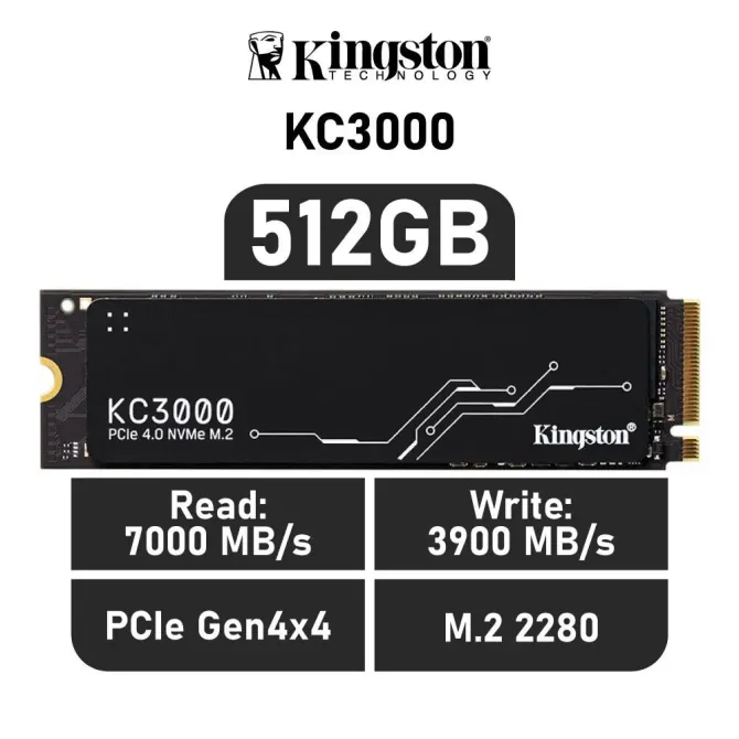 Kingston KC3000 SSD 512GB NVMe PCIe 4.0 x4 a 7000MB/s con