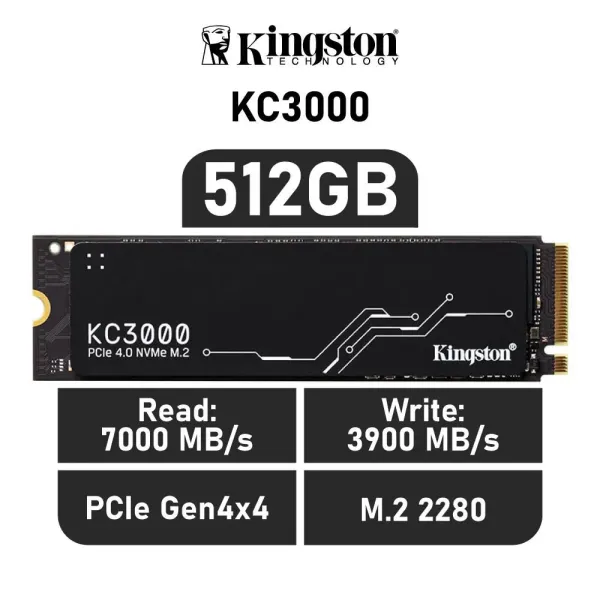 Kingston KC3000 SSD 512GB NVMe PCIe 4.0 x4 a 7000MB/s con disipador