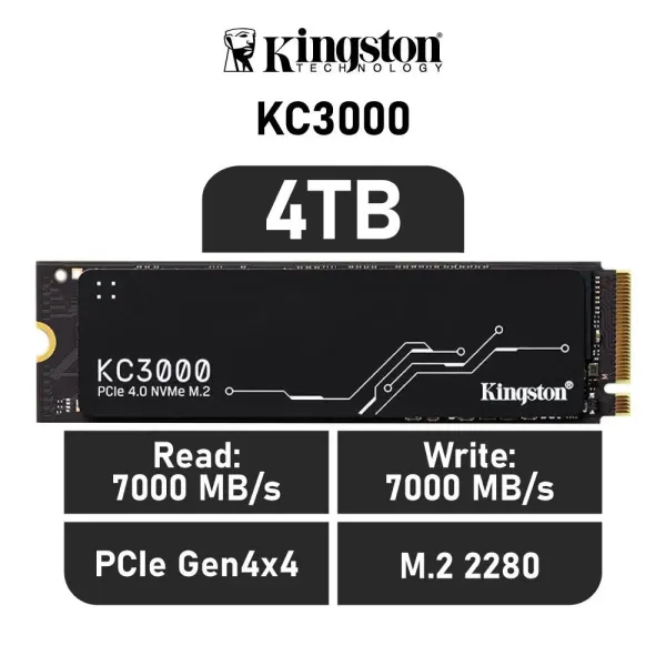 Kingston KC3000 SSD 4TB NVMe PCIe 4.0 x4 a 7000MB/s con disipador