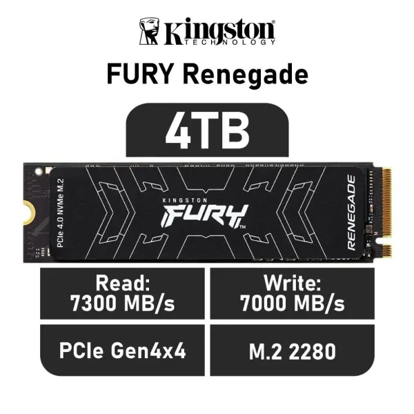 Kingston FURY Renegade 4TB NVMe PCIe 4.0 x4 a 7300MB/s con disipador