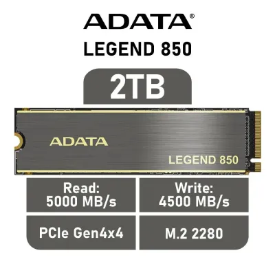 Adata Legend 850 2TB SSD M.2 2280 NVMe PCIe Gen4 x4 3D NAND Adata Legend 850 2TB SSD M.2 2280 NVMe PCIe Gen4 x4 3D NAND