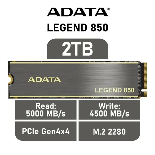 Adata Legend 850 2TB SSD M.2 2280 NVMe PCIe Gen4 x4 3D NAND