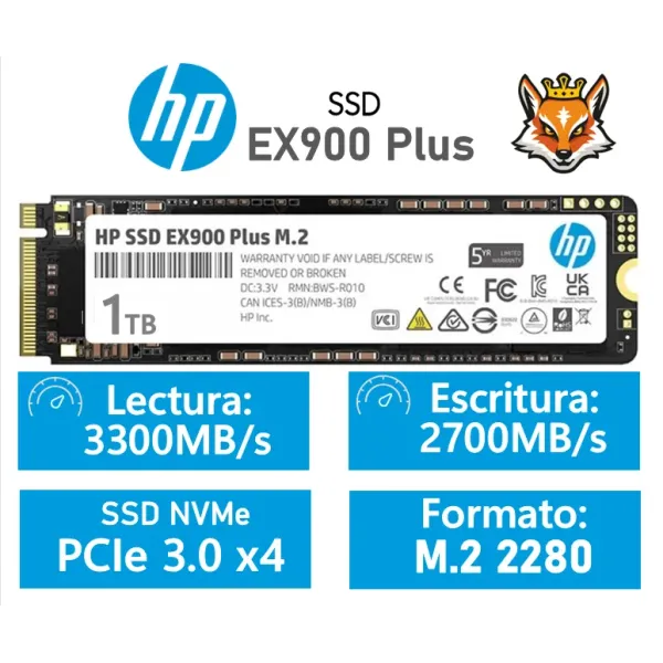 HP EX900 Plus 1TB SSD M.2 PCIe Gen 3x4 NVMe