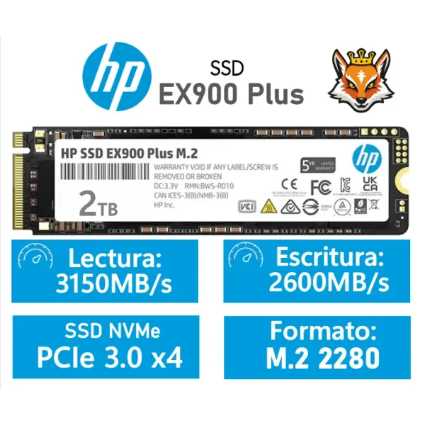 HP EX900 Plus 2TB SSD M.2 PCIe Gen 3x4 NVMe