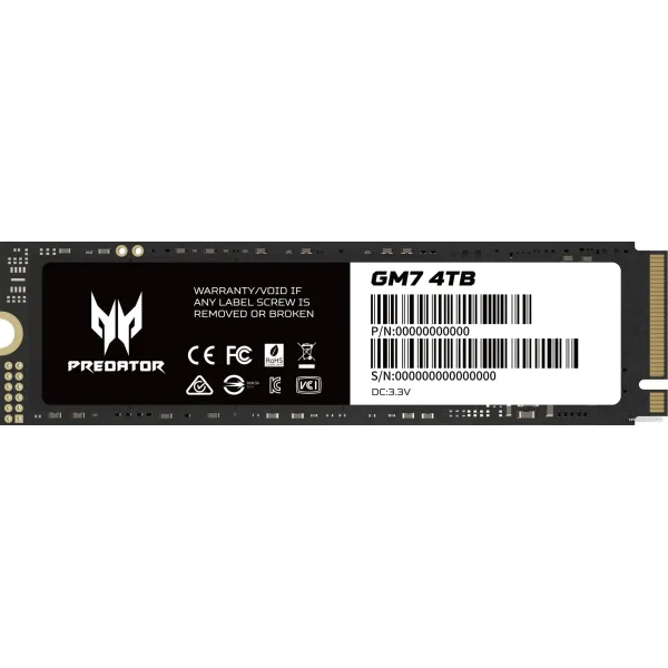 Disco Duro Acer Predator GM7 4TB Disco SSD 7400MB/S NVMe PCIe 4.0 M.2 Gen4