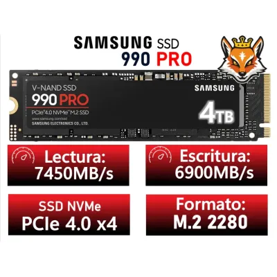 Samsung 990 PRO 4TB SSD PCIe 4.0 NVMe M.2