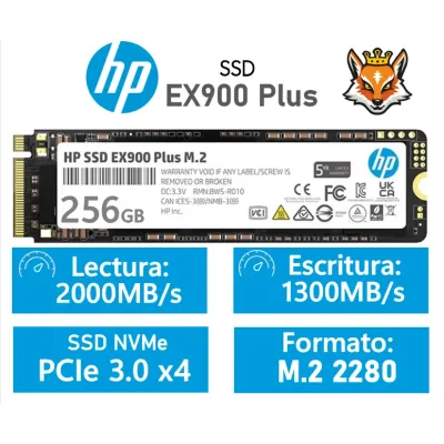 HP EX900 Plus 256GB SSD PCIe 3.0 NVMe a 2000MB/s HP EX900 Plus 256GB SSD PCIe 3.0 NVMe a 2000MB/s