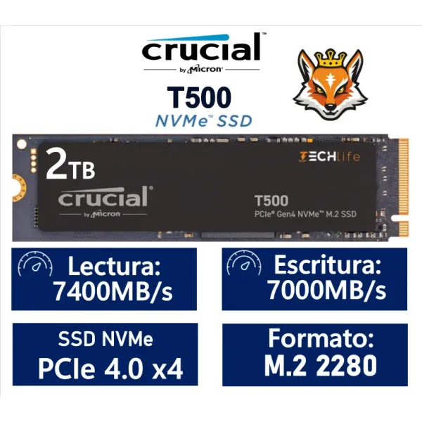 Crucial T500 2TB SSD M.2 PCI Express 4.0 TLC NVMe