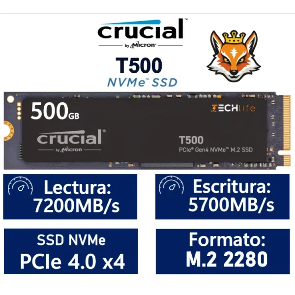 Crucial T500 500GB SSD M.2 PCI Express 4.0 TLC NVMe