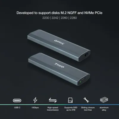 TooQ SHURA Caja Externa para SSD M.2 NGFF/NVMe Gris TooQ SHURA Caja Externa para SSD M.2 NGFF/NVMe Gris