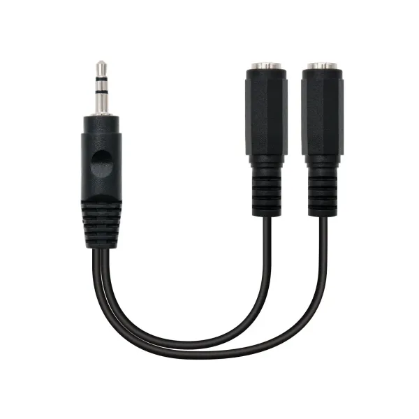 Nanocable Cable Audio Estéreo Jack 3.5mm Macho a 2x Jack 3.5mm Hembra 15cm Negro 