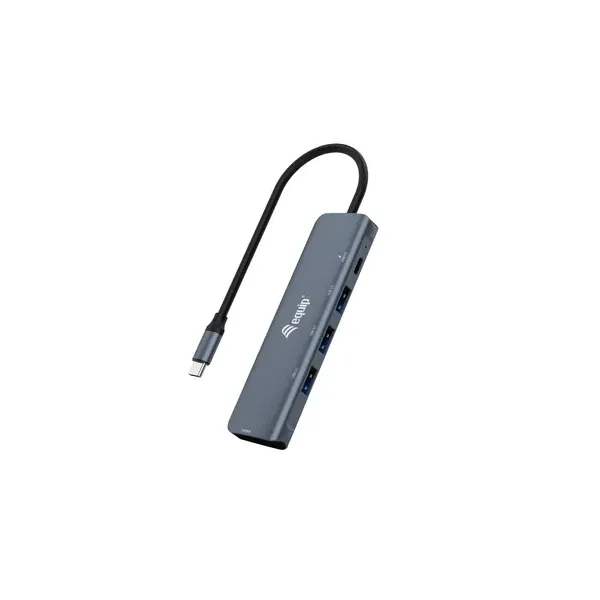 Equip Adaptador USB-C a HDMI 4K/USB-C PD/2x USB 3.2 Negro