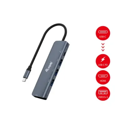 Equip Adaptador USB-C a HDMI 4K/USB-C PD/2x USB 3.2 Negro Equip Adaptador USB-C a HDMI 4K/USB-C PD/2x USB 3.2 Negro